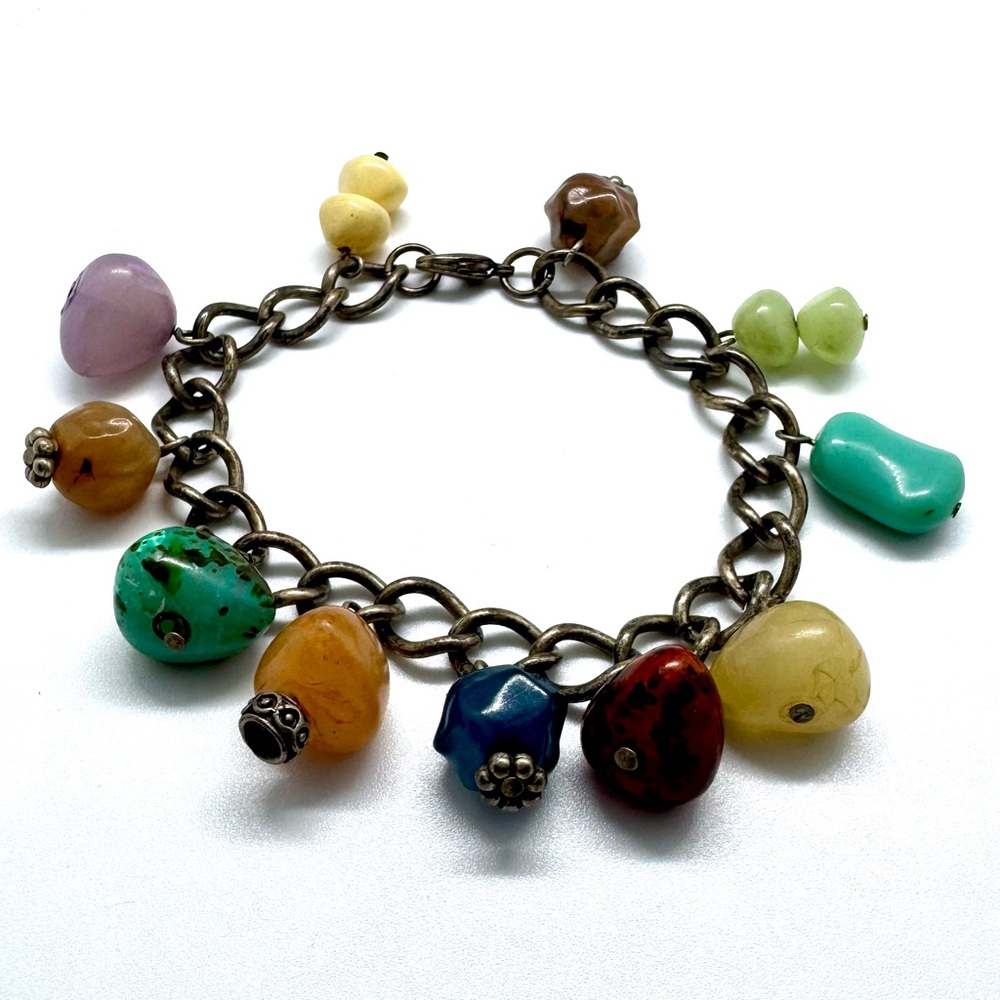 Multicolor Gemstone Charm Bracelet